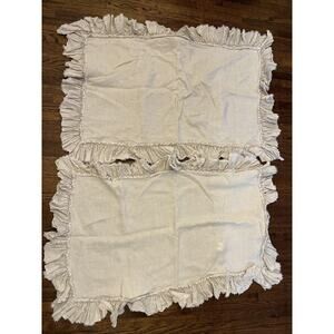 Two Luxury TAT Linen Shams MATTEO King Size With Ruffle Edging Beige
